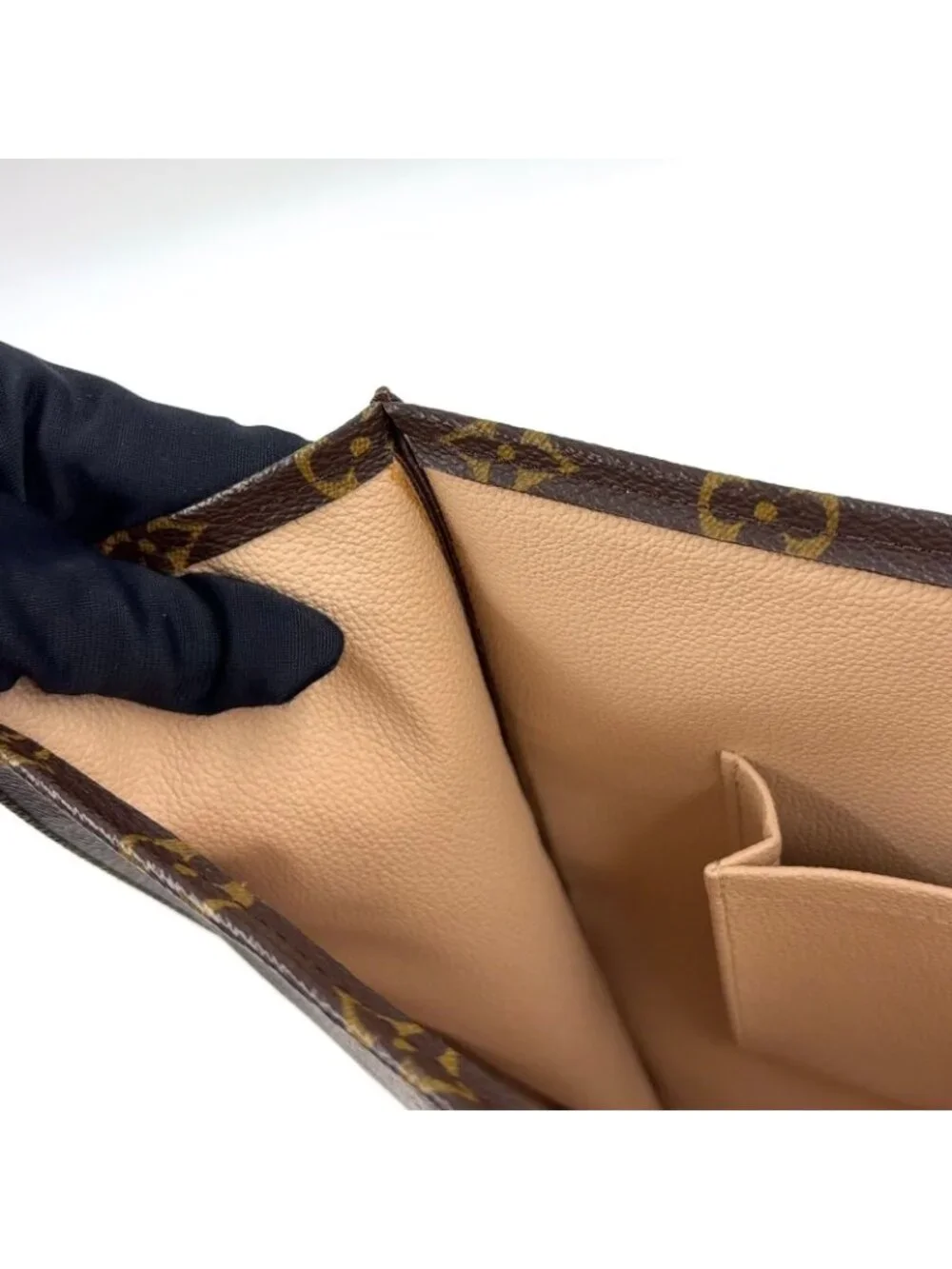 Louis Vuitton Sac Plat Monogram Handbag Leather Brown Light Tote Gold